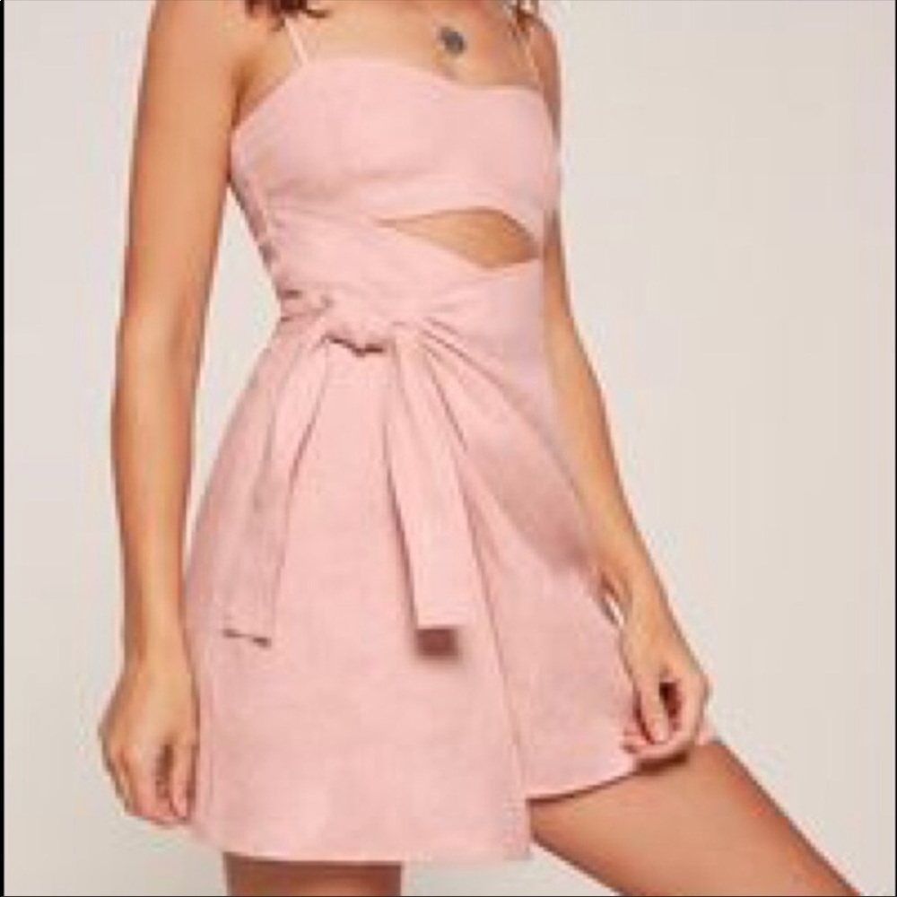 Reformation Playa Light Pink Linen Dress Sz 4